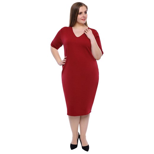 Sukienka czerwona z krótkimi rękawami luźna 