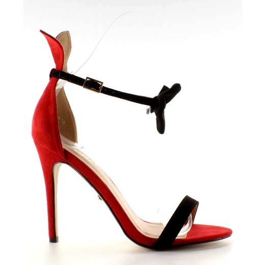 Sandały damskie Buty Butymodne bez wzorów czerwone z klamrą eleganckie 