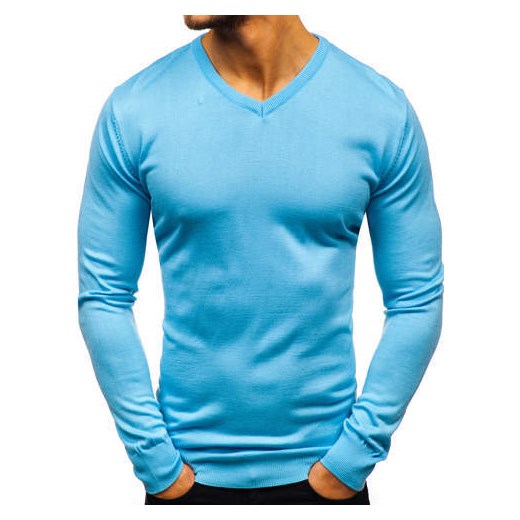 Sweter męski w serek błękitny Denley 2200 Denley  XL okazyjna cena  