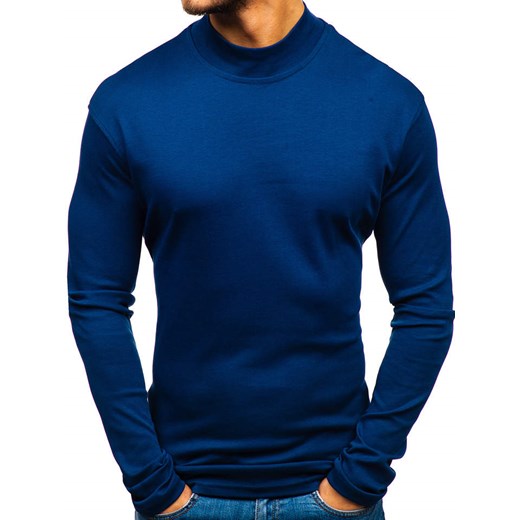 Sweter męski Denley bawełniany niebieski bez wzorów 