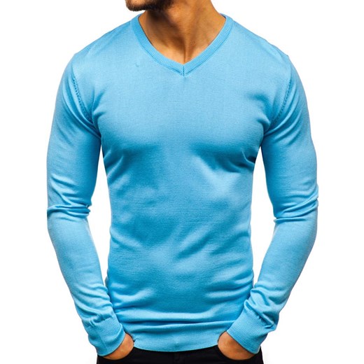 Sweter męski w serek błękitny Denley 2200  Denley M promocja  