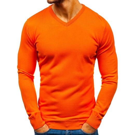 Sweter męski w serek pomarańczowy Denley 2200  Denley L okazyjna cena  