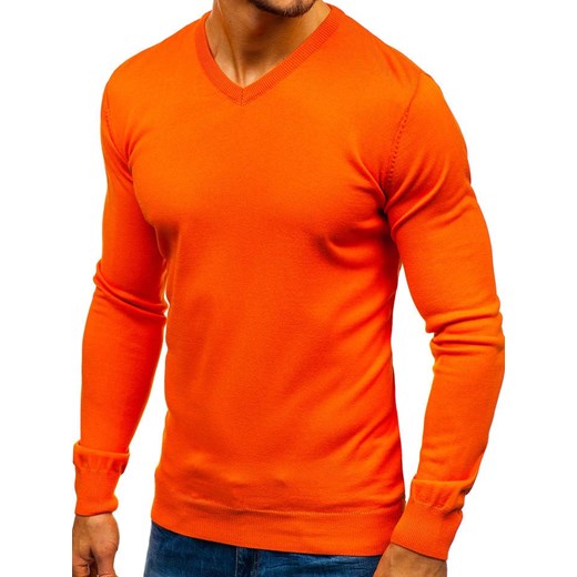 Sweter męski w serek pomarańczowy Denley 2200 Denley  L promocyjna cena  