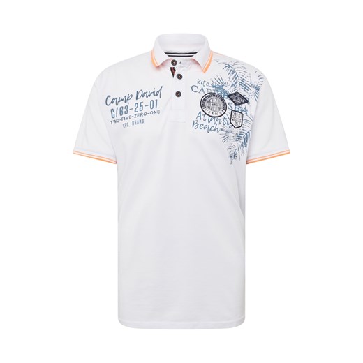 T-shirt męski Camp David z napisem biały z krótkim rękawem 