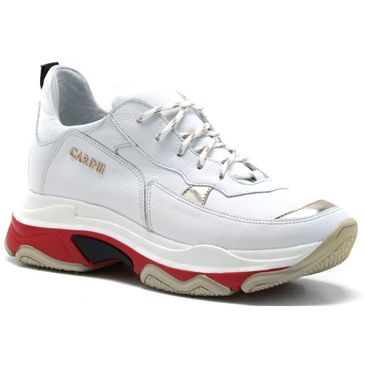 Buty sportowe damskie Carinii sneakersy wiązane płaskie gładkie białe 