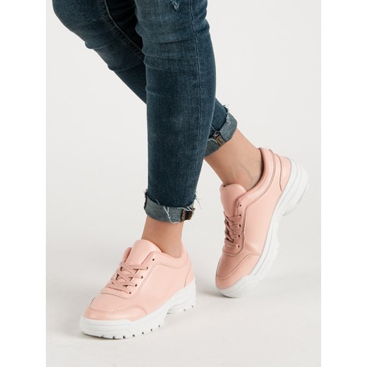 Sneakersy damskie różowe CzasNaButy sznurowane młodzieżowe 