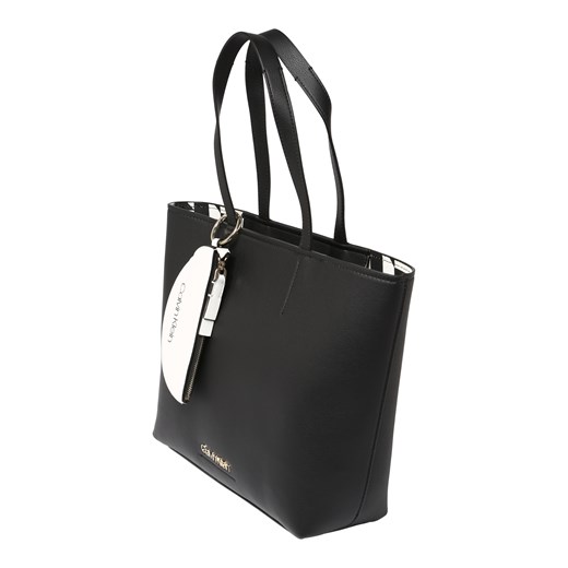 Shopper bag czarna Calvin Klein w stylu młodzieżowym matowa duża ze skóry na ramię 