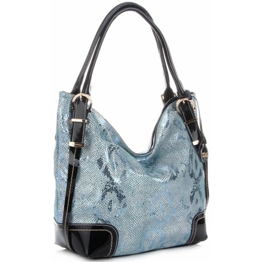 Shopper bag Velina Fabbiano skórzana na ramię lakierowana elegancka duża 