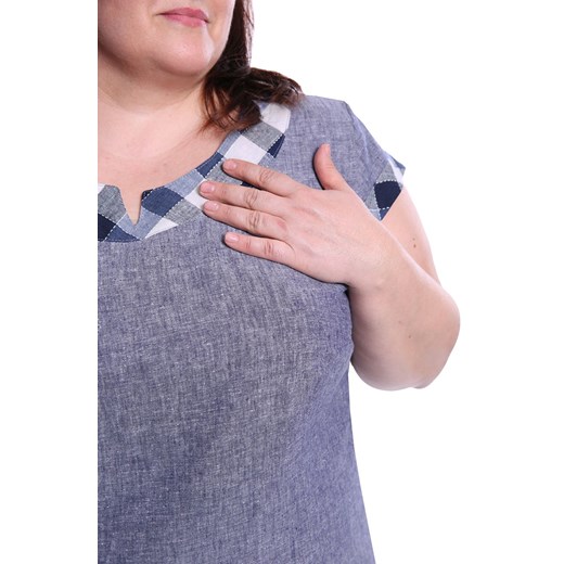 Bluzka damska z okrągłym dekoltem z aplikacjami  z krótkimi rękawami 