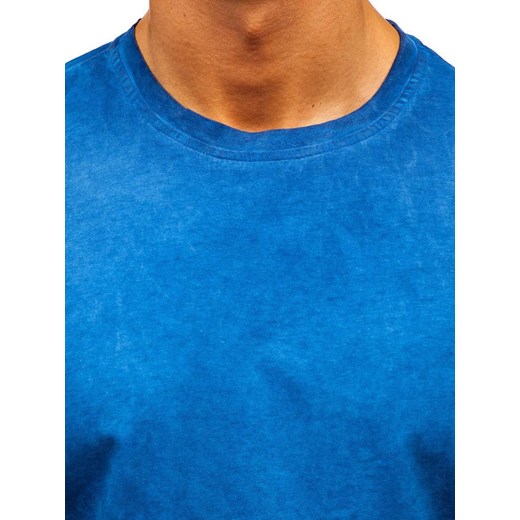T-shirt męski bez nadruku niebieski Denley 100728  Denley L promocyjna cena  
