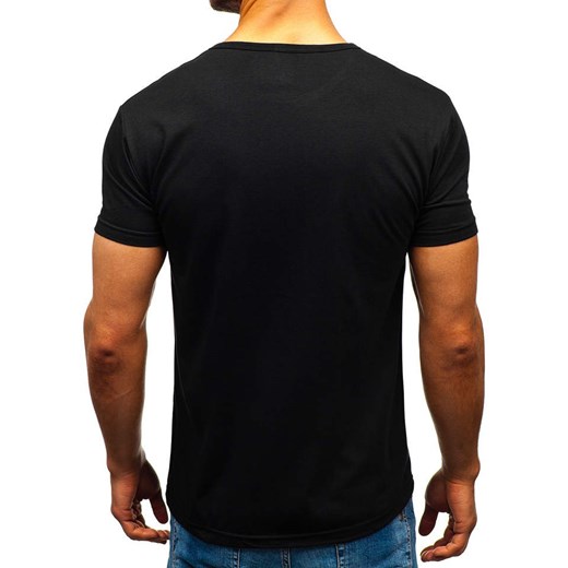 T-shirt męski z nadrukukiem czarny Denley KS1834 Denley  2XL wyprzedaż  