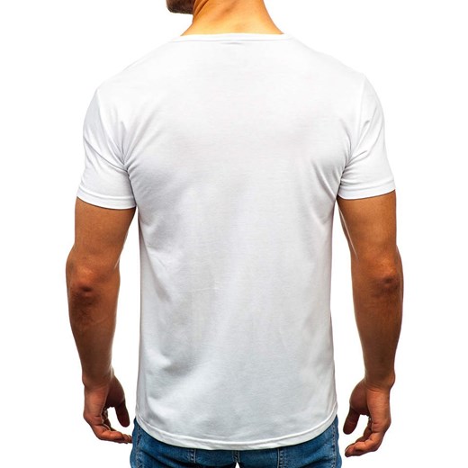 T-shirt męski z nadrukiem biały Denley KS1834  Denley L okazja  
