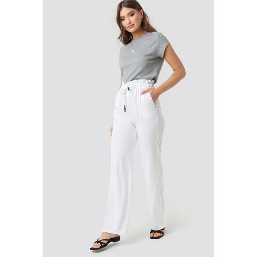 NA-KD Paperbag Wide Leg Trousers - White