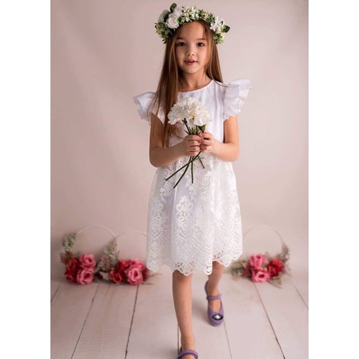 Koronkowa sukienka dla dzieczynki biała Lily Grey  140 myprincess.pl