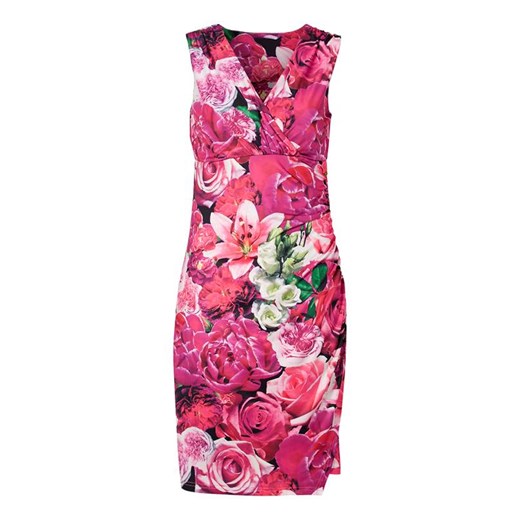 Sukienka Cellbes midi różowa bez rękawów na spacer casual w kwiaty kopertowa 