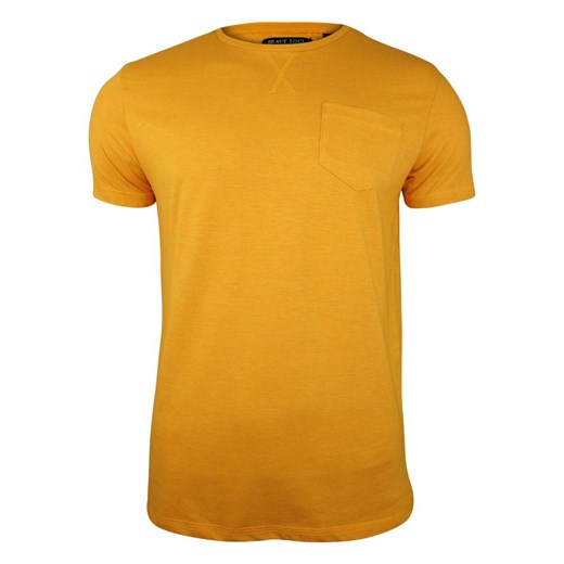 Żółty T-Shirt (Koszulka) z Kieszonką, Bez Nadruku - Brave Soul, Męski, Złoty, Musztardowy TSBRSSS19ARKHAMgold  Brave Soul XXL JegoSzafa.pl