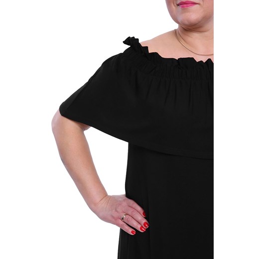 Sukienka czarna midi luźna oversize z dekoltem typu hiszpanka karnawałowa 