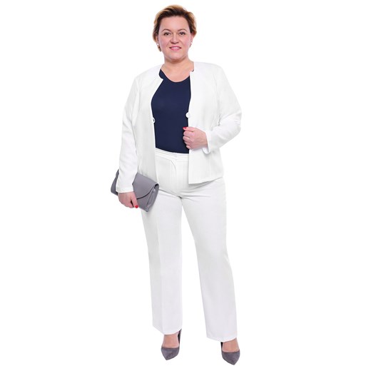 Lniane spodnie w kant w białym kolorze