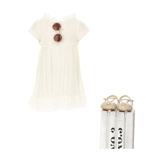 Sukienka dziewczęca Dondup poliestrowa biała 
