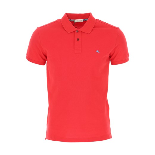 T-shirt męski czerwony Etro bez wzorów bawełniany z krótkimi rękawami 