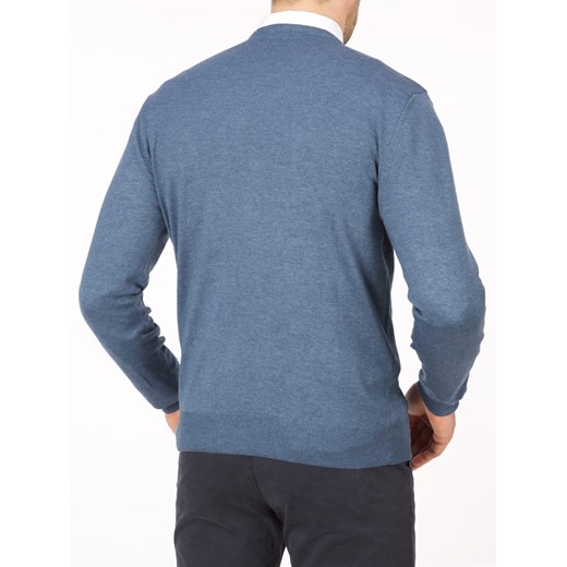 Lanieri sweter męski z bawełny niebieski w serek 