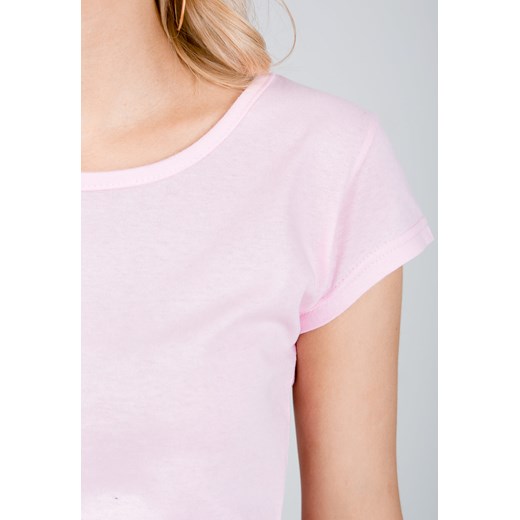 Gładki różowy T-shirt z okrągłym dekoltem  Zoio S okazyjna cena zoio.pl 