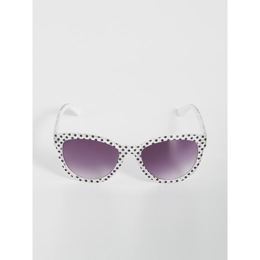 Sinsay - Okulary przeciwsłoneczne w groszki - Biały Sinsay  One Size 