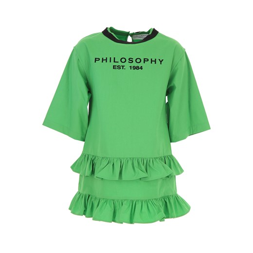 Philosophy di Lorenzo Serafini Sukienka dla Dziewczynek, zielony, Bawełna, 2019, XXS (4 Y) XS (6 Y) S (8 Y) M (10 Y) L (12 Y) XL (14 Y)  Philosophy di Lorenzo Serafini  M (10 Y) RAFFAELLO NETWORK