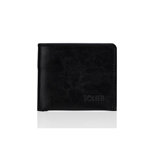 Elegancki czarny skórzany męski portfel SOLIER SW05B
