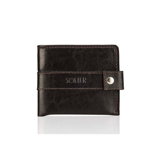 Elegancki brązowy skórzany męski portfel SOLIER SW05