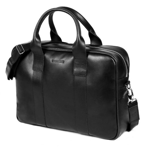 Męska torba na ramię ze skóry naturalnej na laptop brodrene r01 czarny, Kolor wnętrza: Czarny