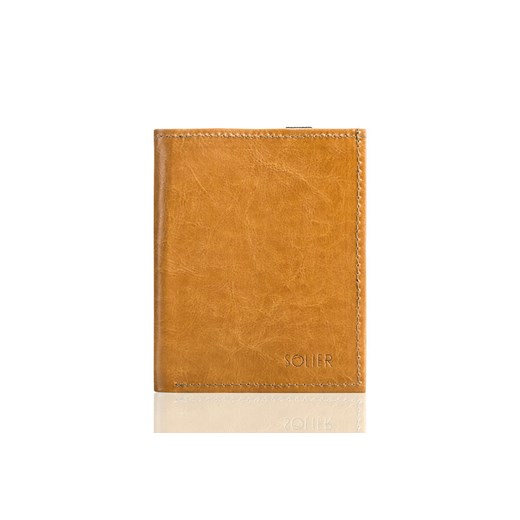 Jasno brązowe skórzane portfel etui na paszport SOLIER SW07