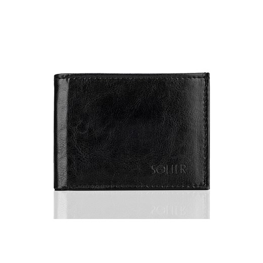 Elegancki czarny skórzany męski portfel SOLIER SW06