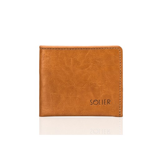 Elegancki jasno brązowy skórzany męski portfel SOLIER SW05B