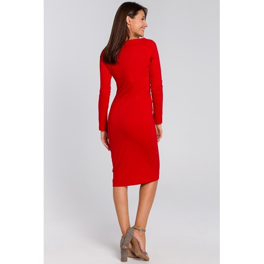 Sukienka czerwona Style na spacer mini dopasowana 