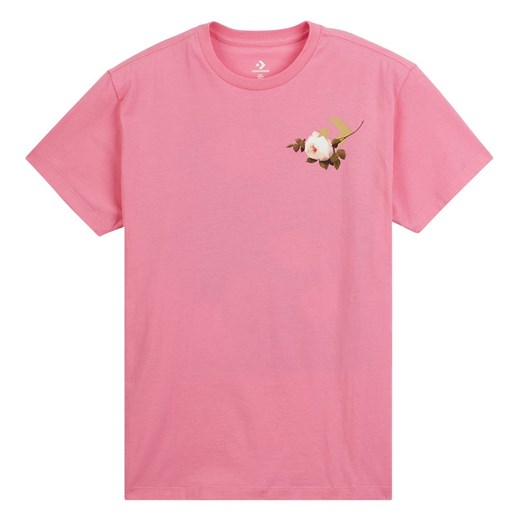 Różowa bluzka damska Converse z okrągłym dekoltem z krótkim rękawem 