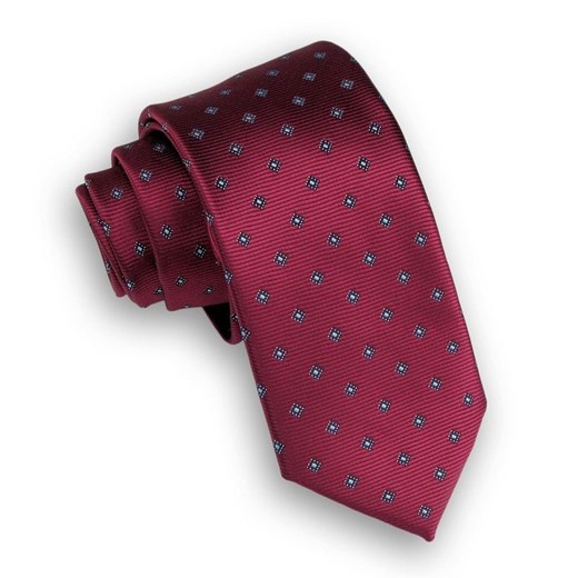 Bordowy Elegancki Krawat -Angelo di Monti- 6 cm, Męski, Wzór Geometryczny, w Kwadraciki KRADM1532 Angelo Di Monti   JegoSzafa.pl