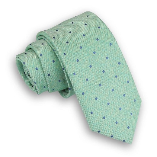 Krawat Angelo Di Monti turkusowy w groszki 