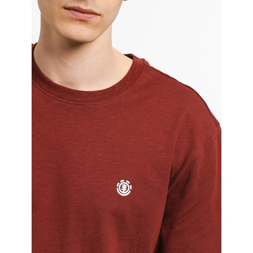 Element t-shirt męski z bawełny czerwony bez wzorów 