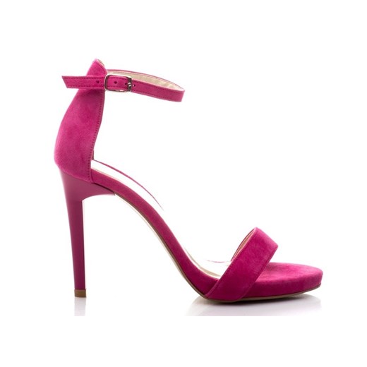 Sandały damskie różowe Buty Margo z klamrą zamszowe na szpilce eleganckie 