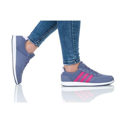 Buty sportowe damskie Adidas niebieskie bez wzorów płaskie 