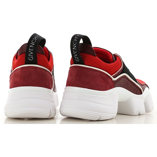 Sneakersy damskie Givenchy na platformie czerwone skórzane wiązane gładkie