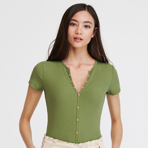 Bluzka damska zielona Reserved z krótkim rękawem 