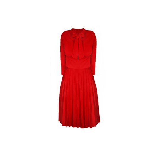 Sukienka na sylwestra midi czerwona z kokardką 