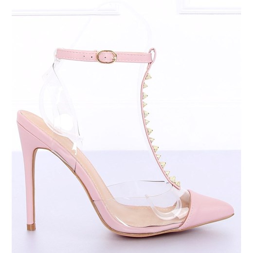 Buty Butymodne sandały damskie bez wzorów z klamrą różowe eleganckie na wysokim obcasie na szpilce ze skóry ekologicznej 