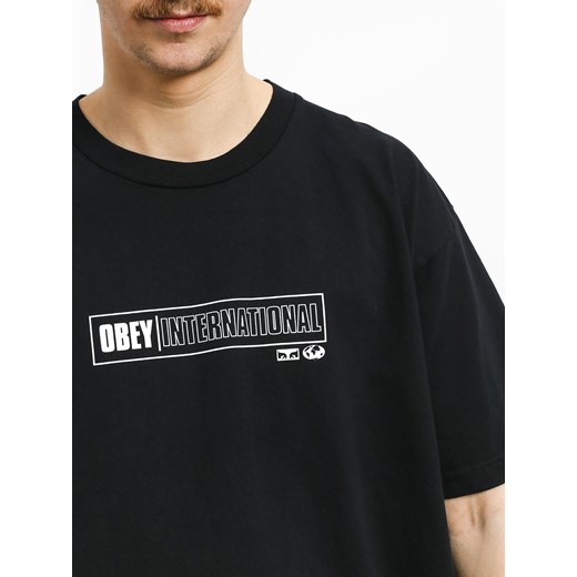 T-shirt męski OBEY czarny z krótkimi rękawami w stylu młodzieżowym 