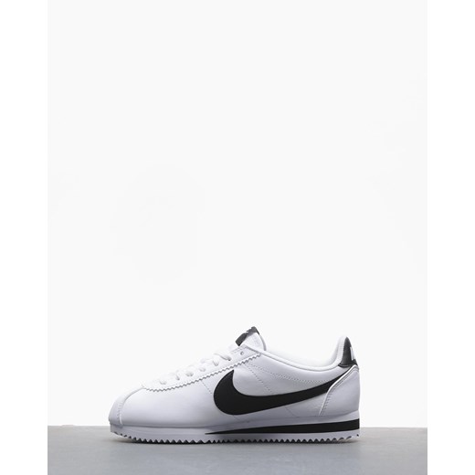 Białe buty sportowe damskie Nike dla biegaczy cortez płaskie gładkie wiązane 