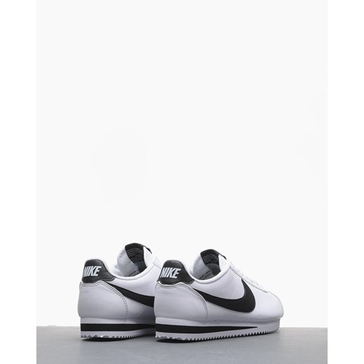 Buty sportowe damskie Nike dla biegaczy cortez płaskie białe skórzane gładkie 