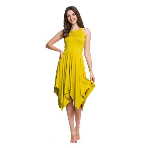 Sukienka żółta Rennwear bez rękawów midi 