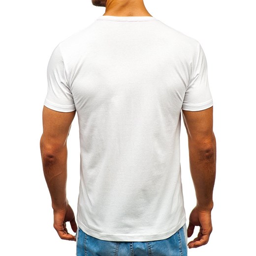 T-shirt męski z nadrukiem biały Bolf 1025 Denley  L okazja  